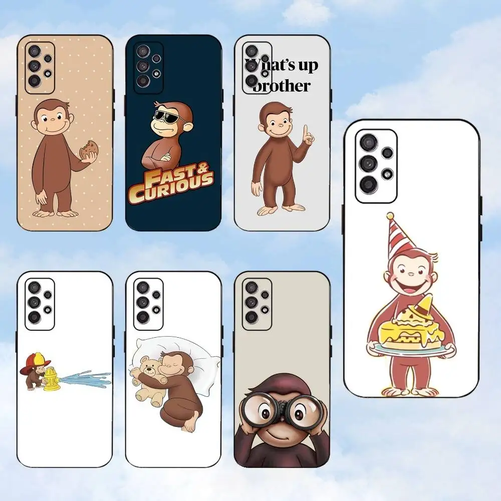 

C-Curious G-George Monkey Phone Case For Samsung S25,S24,S23,S22,S21,S20,S10,Ultra,Plus,Lite,FE,Soft Silicone Black Cover