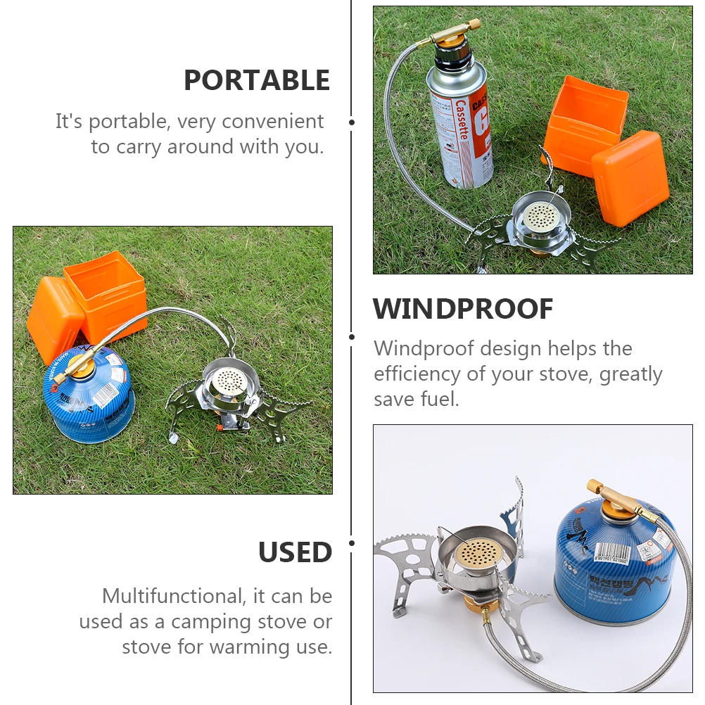 

Windproof Stove Burner for Camping Outdoor Portable Aluminum Alloy Fuel Efficient Multi-functional Stove with Ignition