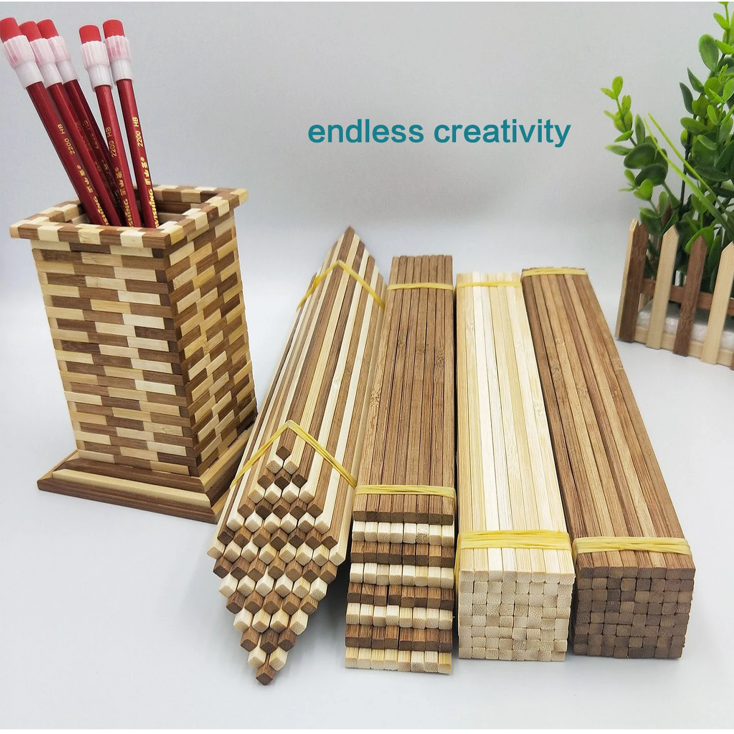 50PCS Multi-size Round Square Bamboo Sticks DIY Handcraft Making Modeling Materials Handmade building model materials 30cm long