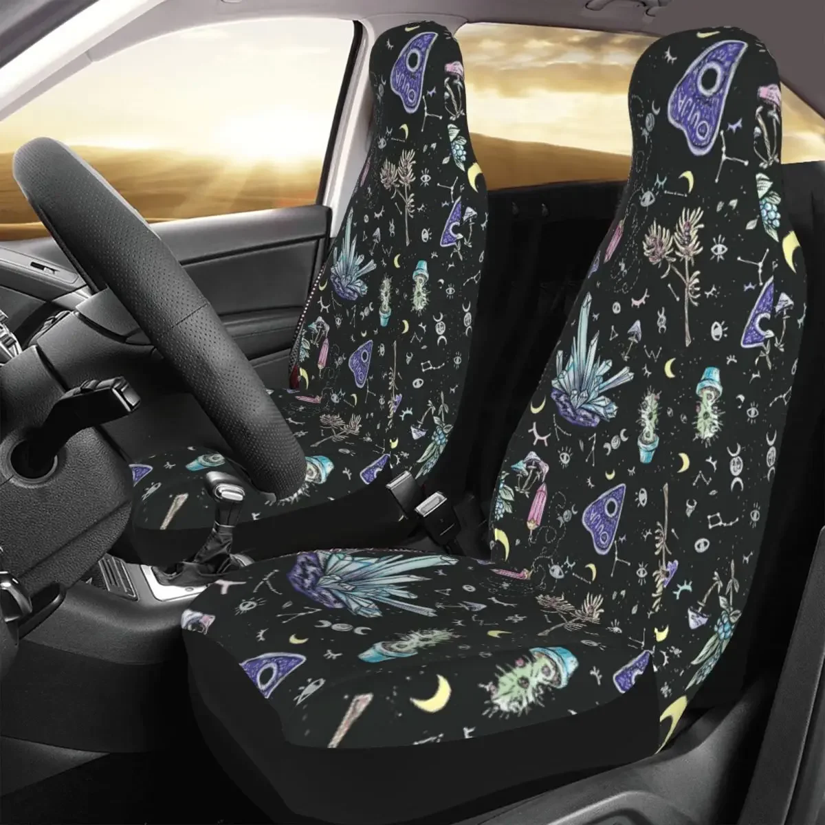 Ouija Board Universal Car Seat Cover Four Seasons Travel Spirit Horror Occult Front Rear Flocking Cloth Cushion Fabric Fishing