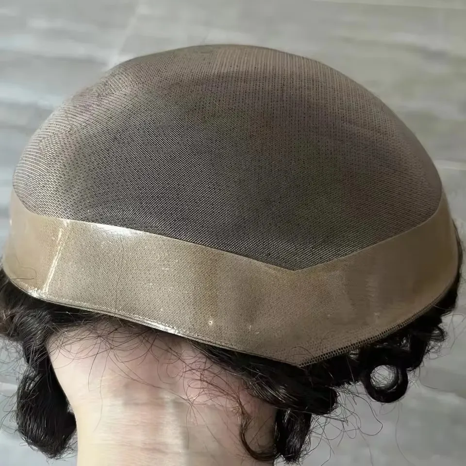 8 مللي متر 10 مللي متر 12 مللي متر عميق مجعد شقراء أسود الرجال الباروكات 100% شعر الإنسان غير مرئية الجلد Pu و أحادية الدانتيل الذكور الشعر المستعار استبدال الاصطناعية #5