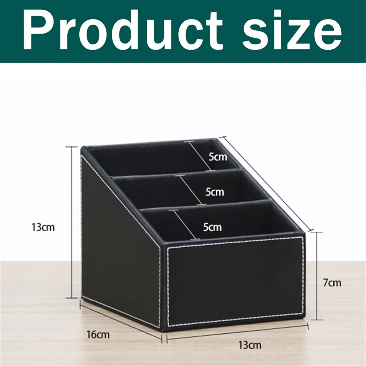 منظم قرطاسية من الجلد الصناعي ، صندوق تخزين مكتبي متعدد الوظائف للهاتف الخلوي للمكتب وبطاقات أسماء الأعمال ، أسود