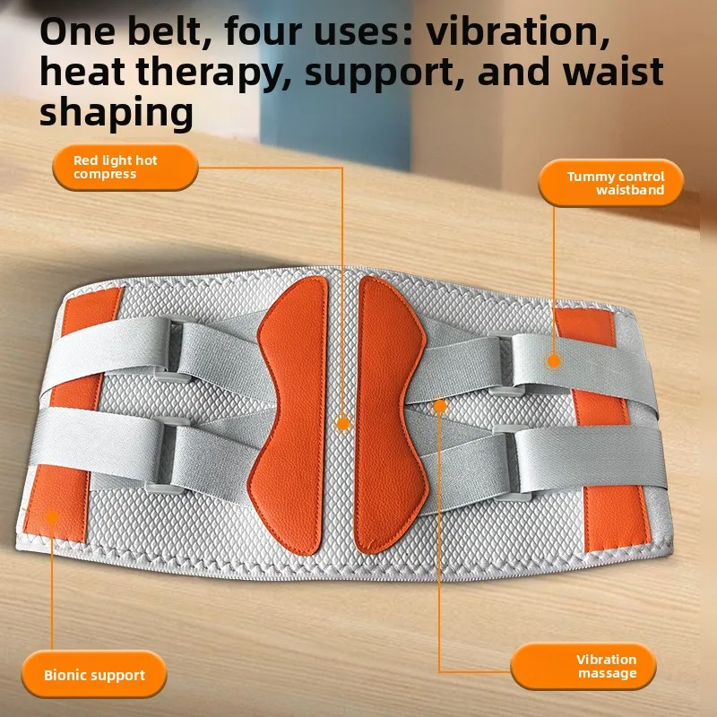 Factory Direct 2026 Top Rated Heated Waist Belt, Hot Compress Infrared Double Motor Vibration Waist Massager Charging