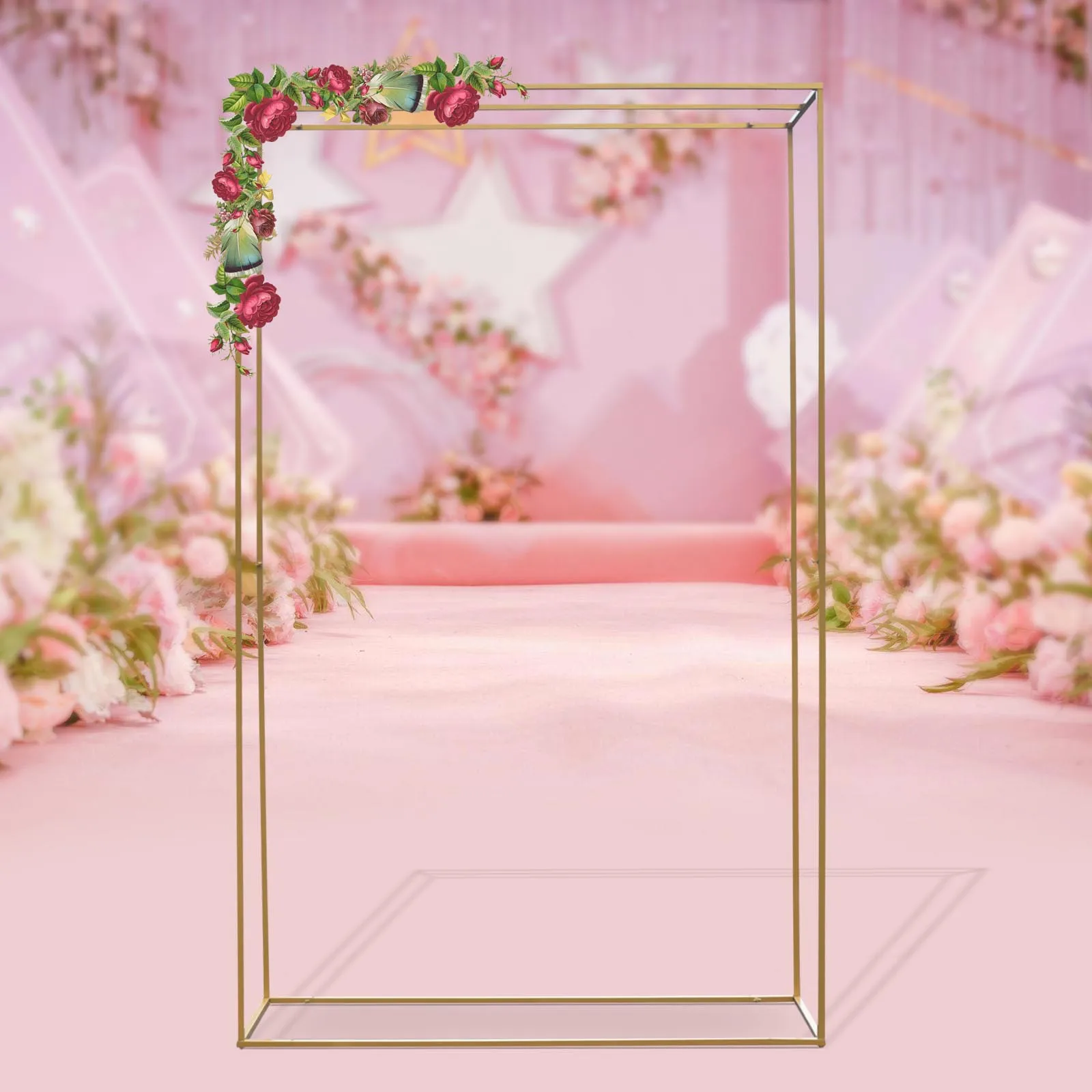 

2.8M Gold Wedding Arch Modern Rectangular Wedding Backdrop Stand Balloon Arch