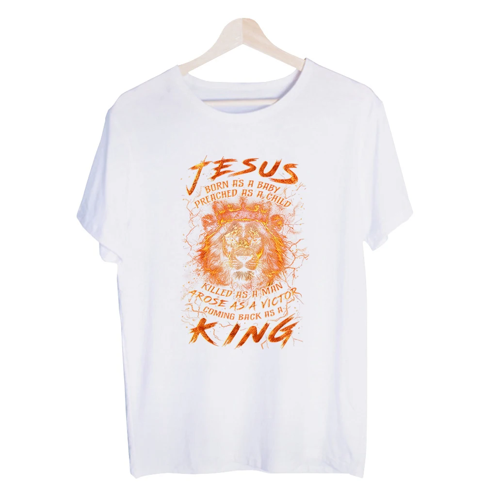 Men's Lion Head Graphic Tee, Short Sleeve Crew Neck T-Shirt for Casual Daily Wear and Religious Inspired Outfits