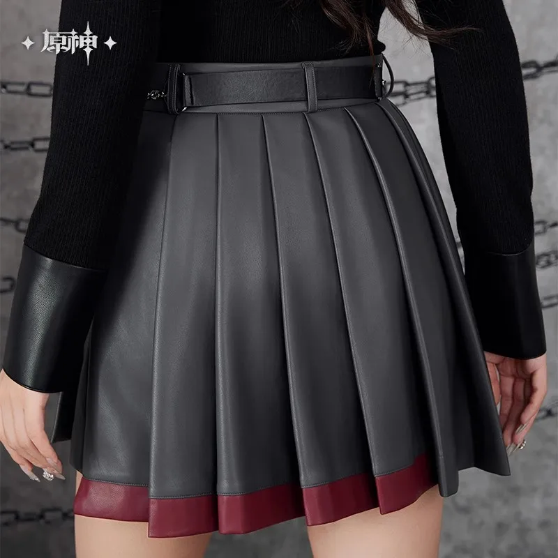 [Genuine] miHoYo Original Wriothesley Theme Impression PU All-around Pleated Skirt Genshin Impact Cosplay JK Skirt Xmas Gifts