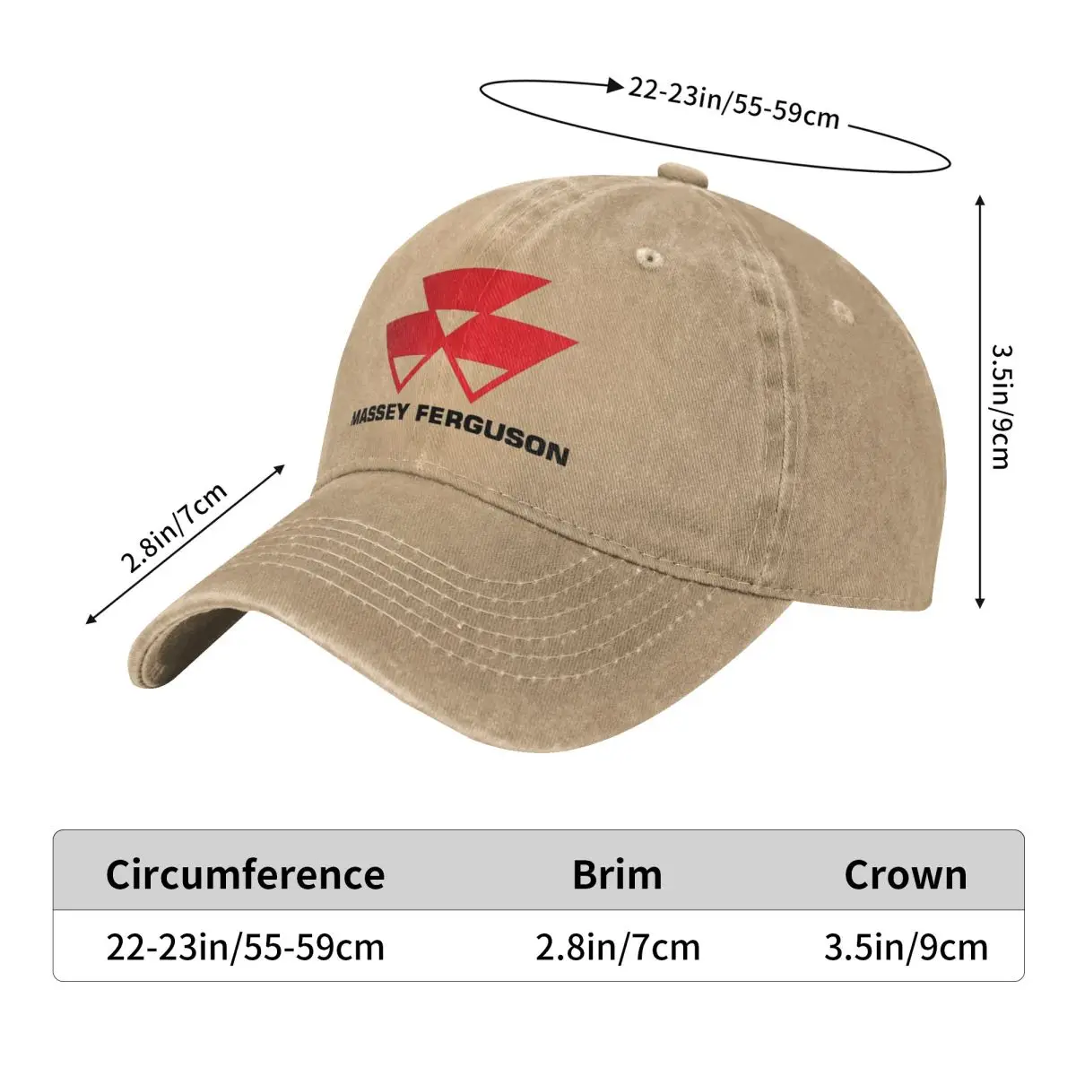 Massey Ferguson Logo Washed Baseball Cap Vintage Trucker Dad Hat Summer Unisex Men Outdoor Sun Sunscreen Snapback Cap