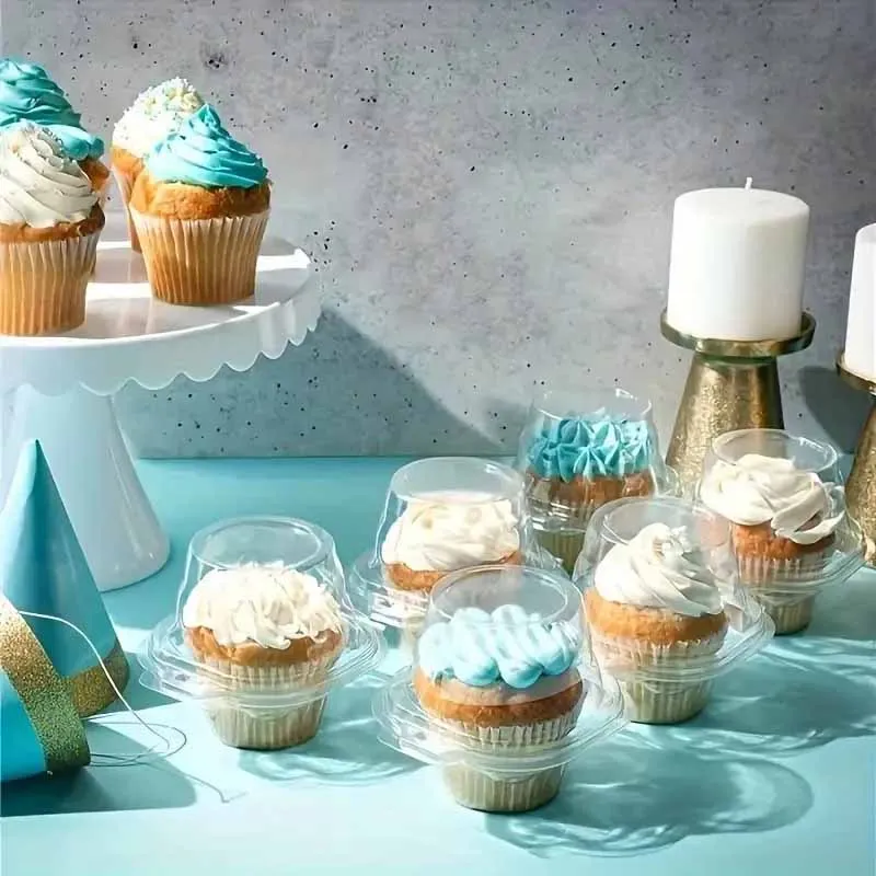 10Pcs20Pcs30Pcs Transparent Single Cupcake Boxes, Transparent Single Cupcake Containers, Suitable for Weddings, Holiday Parties