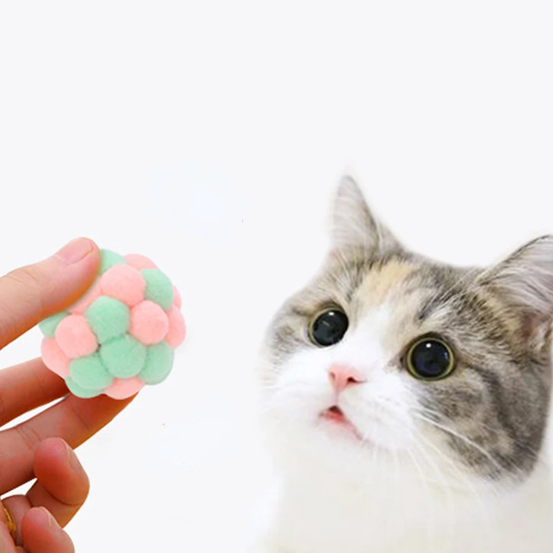 Cute Cat Toys Interactive Plush Ball Pet Toys Cat Toys Mini Molars Amuse Cat with Bell Toys Pet Accessories Interactive Cat Toys