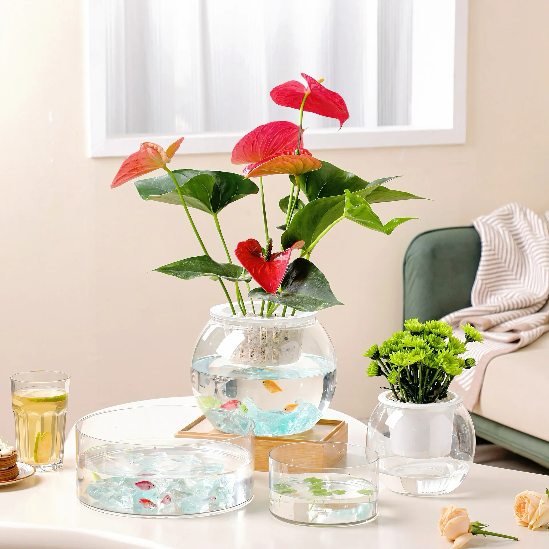 Transparent Self Watering Planter Pot Creative Indoor Hydroponics Container Minimalist Decorative Basin For Small Plants