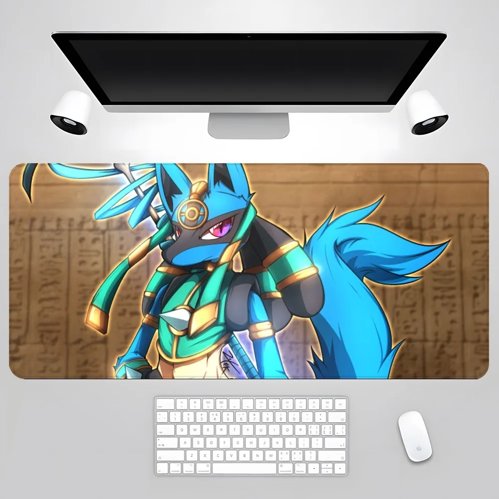 Pokemon Lucario podkładka pod mysz akcesoria do gry komputerowe mata gumowa XXL Deskmat maty klawiatura szafka Mause laptopy