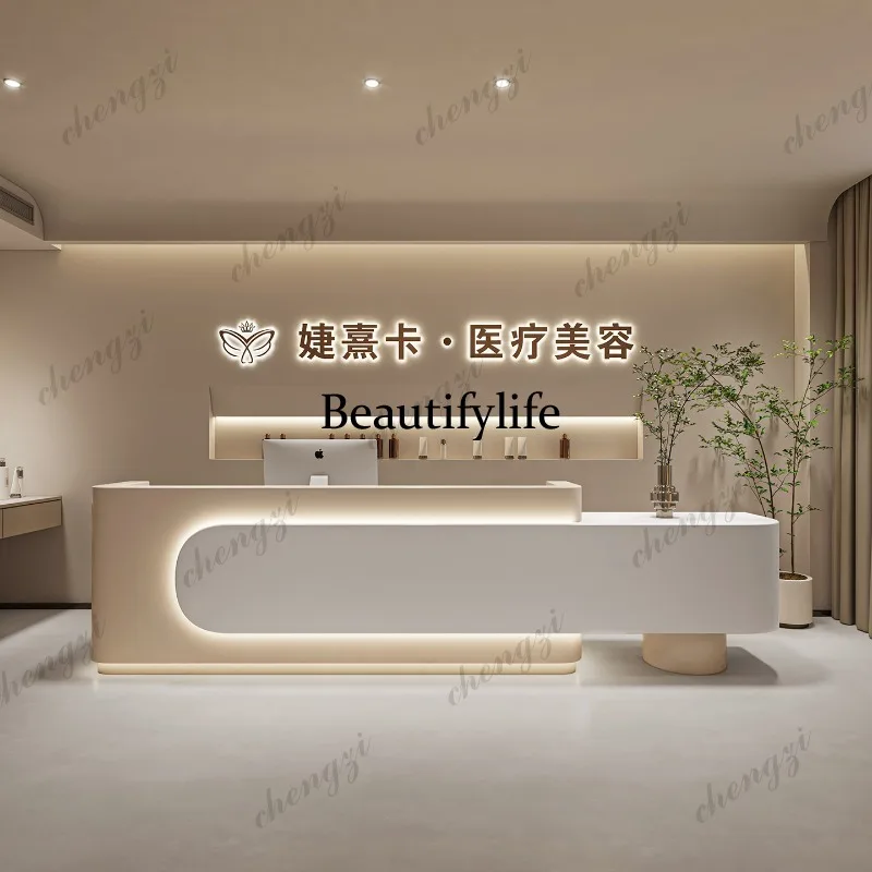 

Modern Restaurant Reception Desks Beauty Led Luxury Salon Unique Display Reception Desks Organizers Mostrador Lounge Furniture