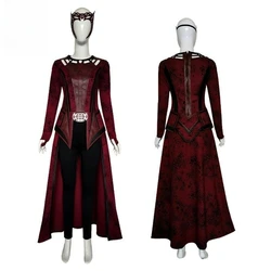 Wanda Maximoff Costume Scarlet Cloak Witch Headpiece Full Sets Red Cape Tops Pants Outfits Halloween Cosplay Accessory
