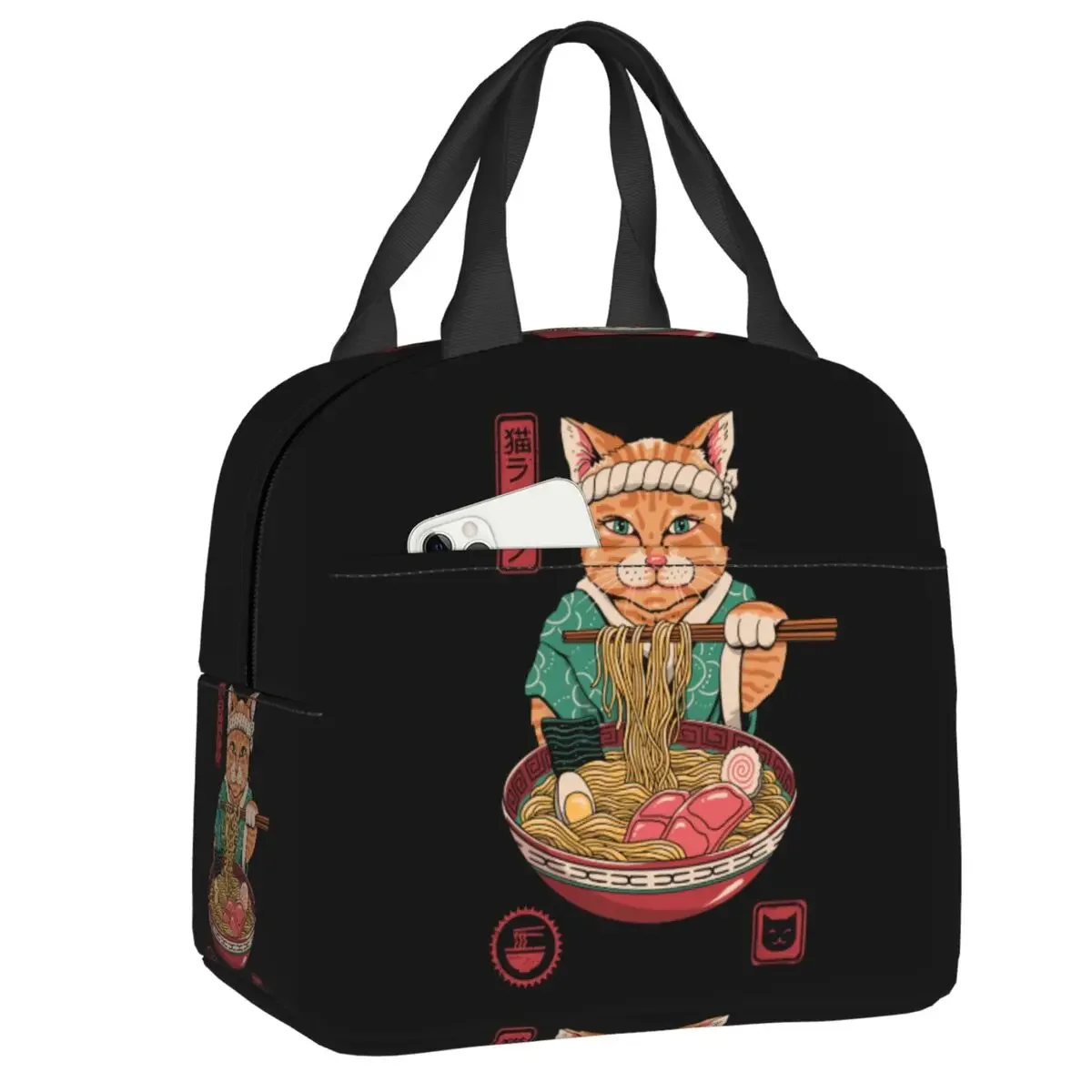 Japanese Cat Lunch Box for Women Leakproof Japan Neko Ramen Cat Thermal Cooler Food Insulated Lunch Bag Kids School Children