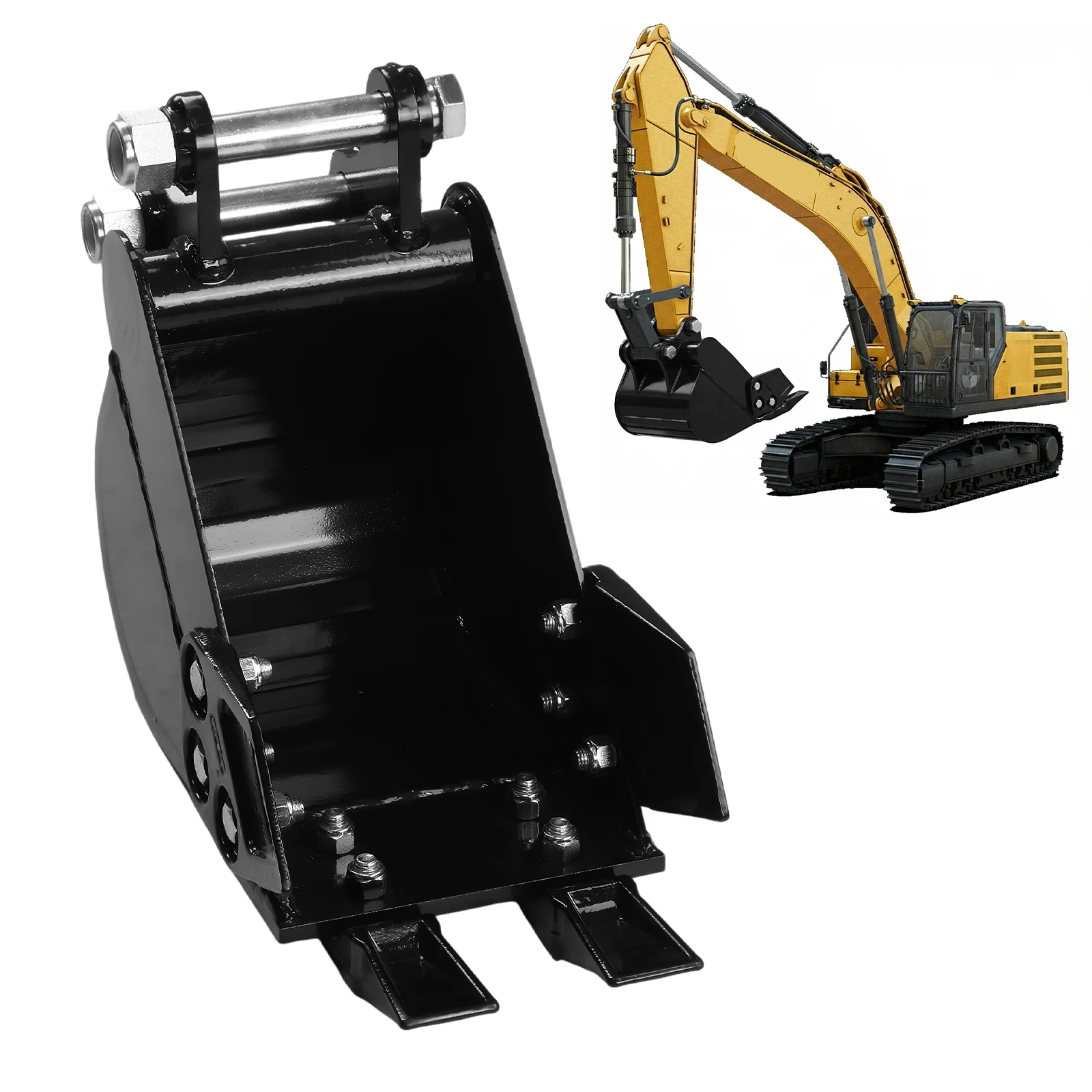 

200mm Digging Soil Excavator Bucket with Metal Teeth Excavator Rake Attachment Wear Resist Pipeline Excavation & River Dredging