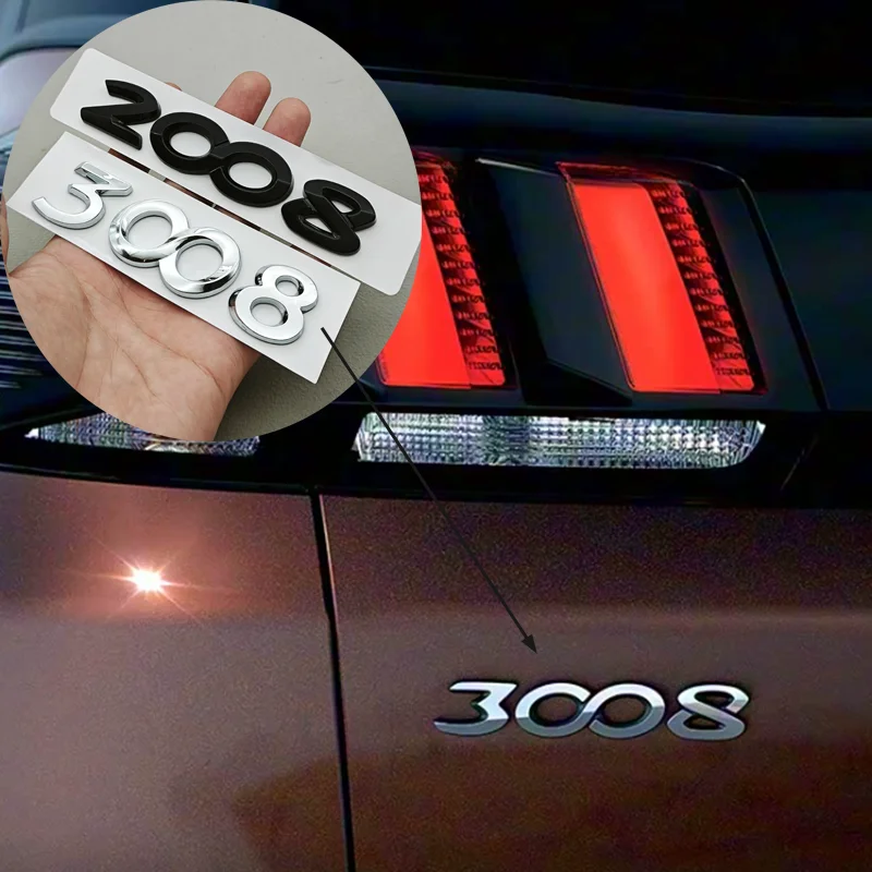 Older 3D ABS Car Letters Logo 2008 3008 Rear Trunk Badge For Peugeot 2008 3008 Sticker Emblem Replace Exterior Accessories