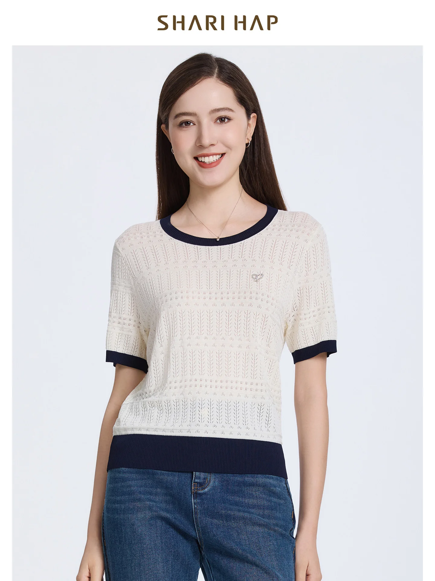 

Loose Knitted round Neck T-Shirt for Middle-Aged Women Summer New Style Casual Comfortable Women's Top Large Size Shirt