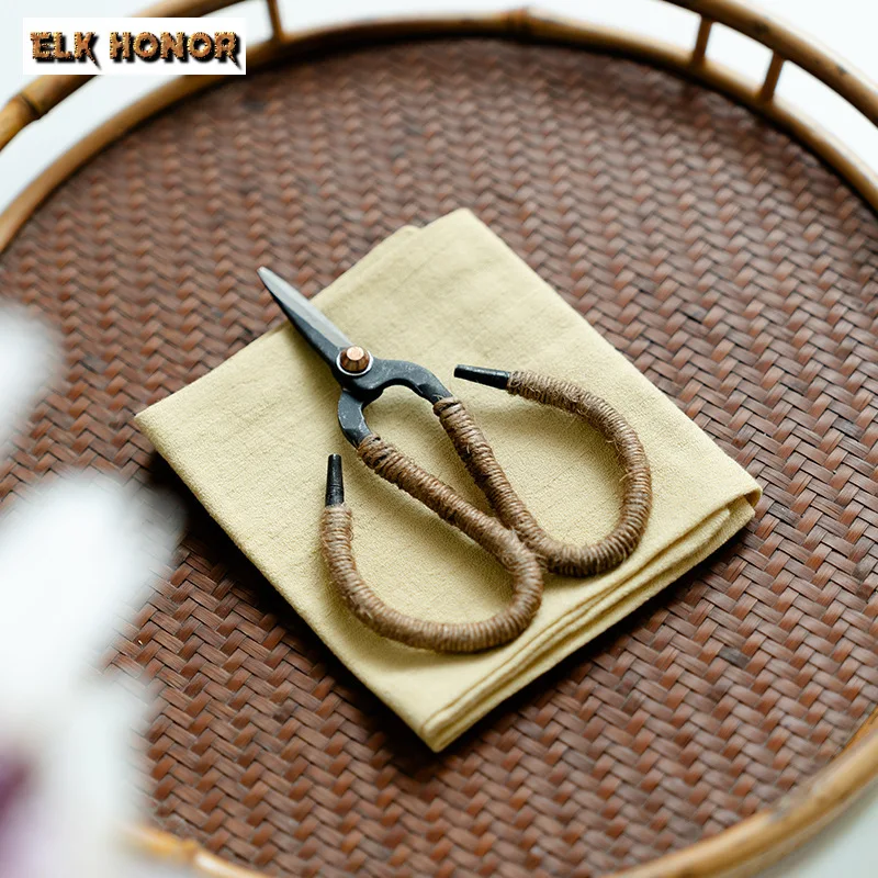 

Retro Hemp Rope Cut Tea Bag Scissors Tea Bag Scissors Fishing Scissors Hand Cross Stitch Thread Scissors Household Small Scissor