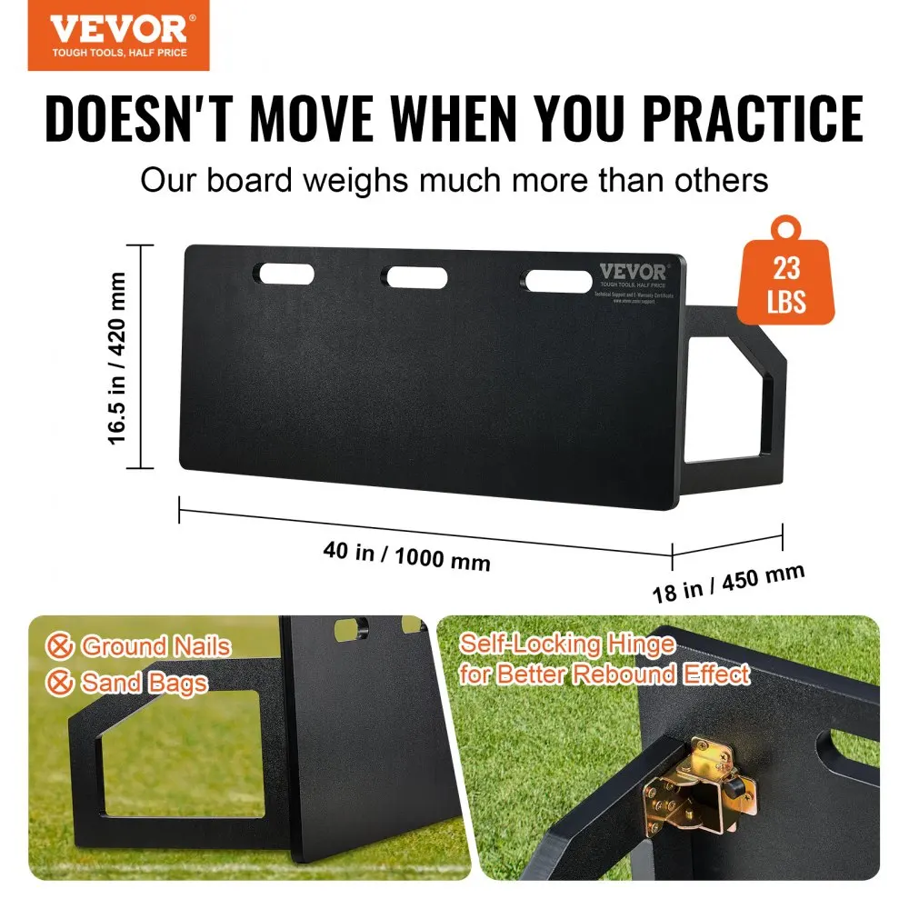 VEVOR Soccer Rebounder Board, 101.6 x 40.6 cm Portable Soccer Wall with 2 Angles Rebound, Foldable HDPE Kickback Rebound Board