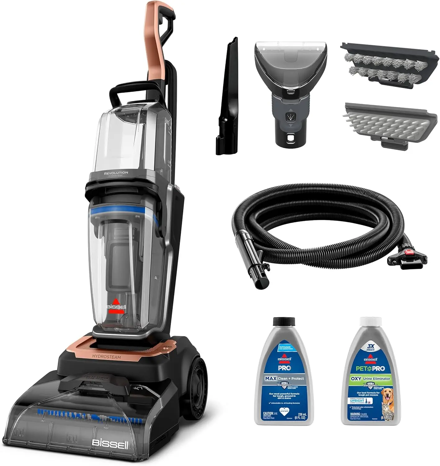 

Revolution HydroSteam Carpet Cleaner, Upright Deep Cleaner, HydroSteam Technology, 4-inch Self-Cleaning Tough Stain Tool