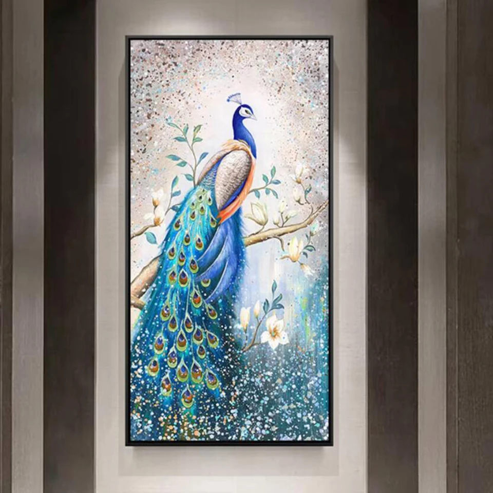 5d Diy Diamond Painting Entrance Good Fortune Peacock Full Square Round Drill Embroidery Diamond Mosaic Large Size Home Decor