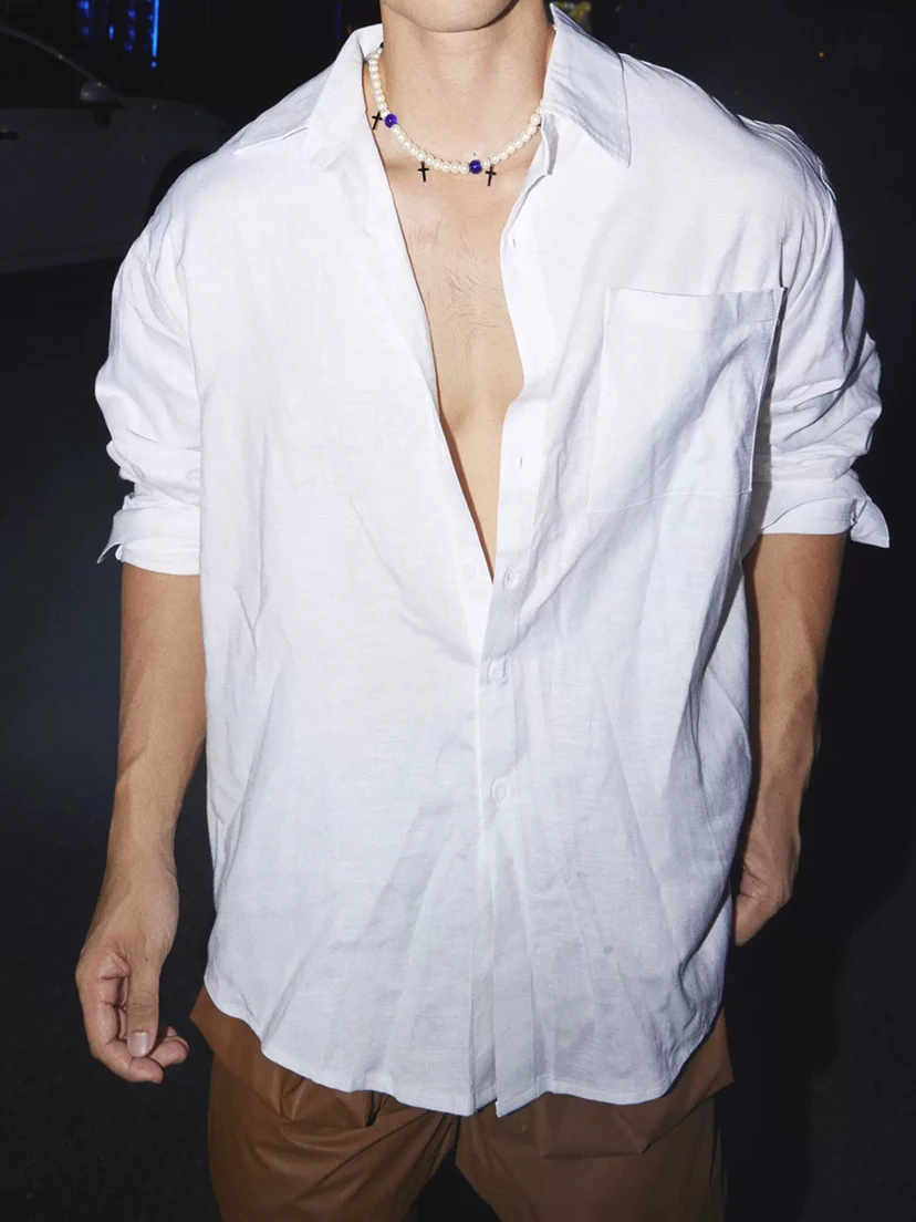 

Мужской кардиган Laid-ba из хлопка и льна с длинным рукавом, повседневный, свободного кроя, в американском стиле, из шелковистого льна, рабочая одежда