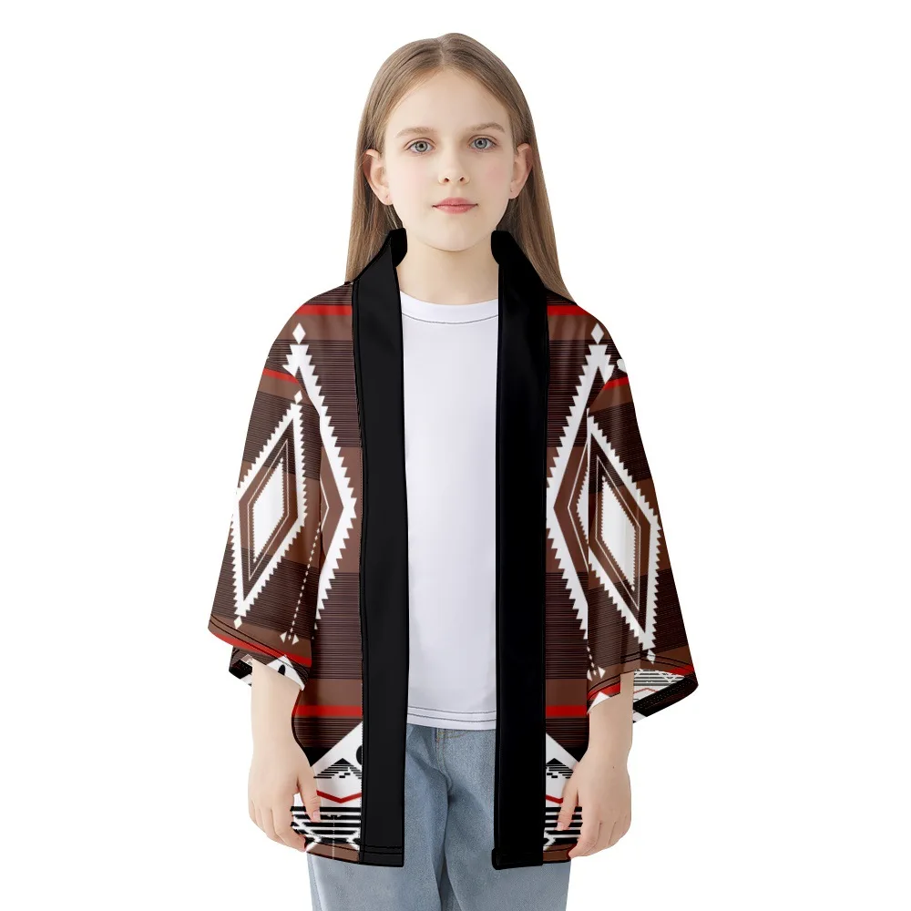 Summer Beach Kimono Fashion Geometric Design Print Shirt Haori Women Men Oversized Cardigan Asian Clothing