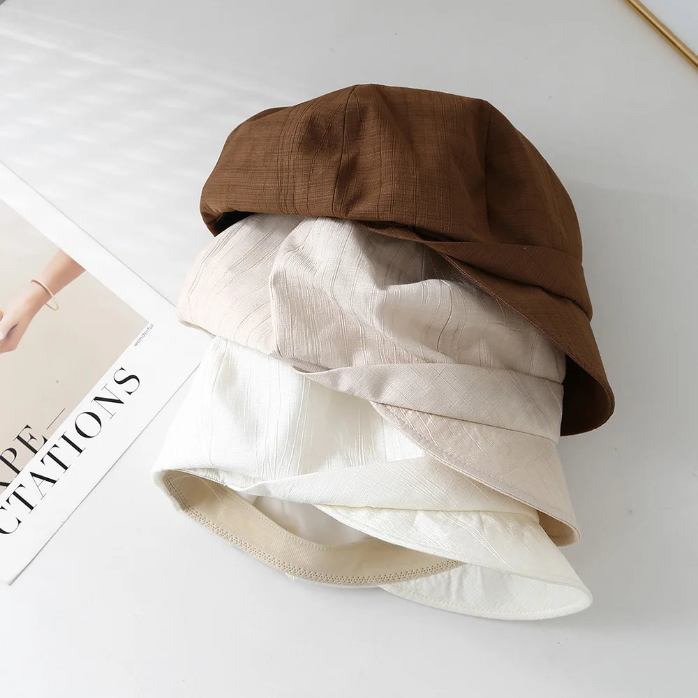 British Retro Korean Women's Beret Painter Hat Simple Trendy Octagonal Duck Tongue Summer Caps Pure Color Thin Spring Hats