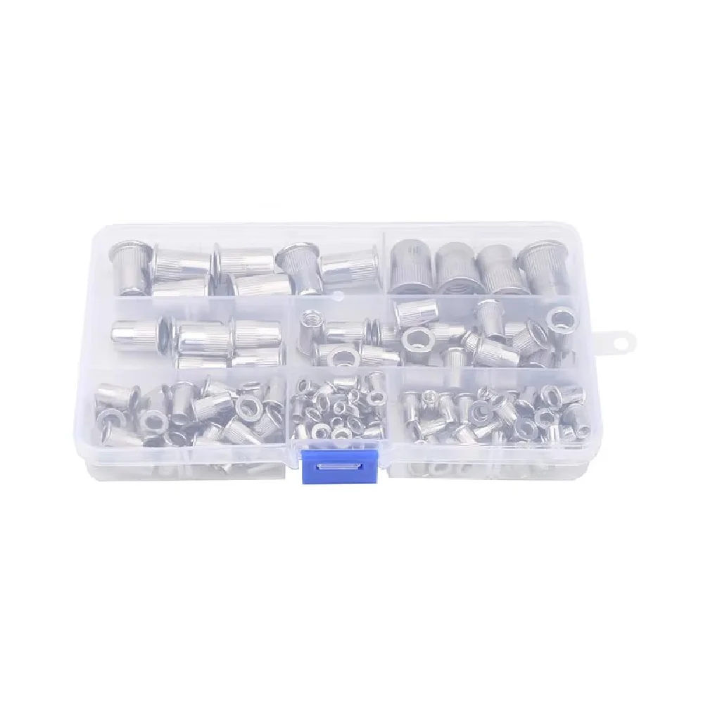 XLGYLPRO 304 Stainless Steel Rivet Nuts M3/M4/M5/M6/M8/M10/M12 Combo Set Flat Head Vertical Knurled Caps