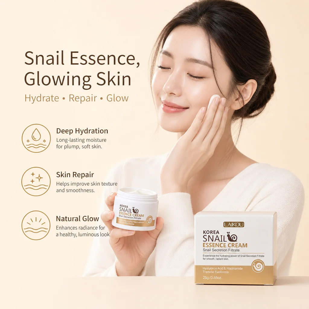 Crème à l'essence d'escargot avec niacinamide et acide hyaluronique, hydratation intense, éclaircissement du teint terne, réparation des peaux rugueuses, anti-âge, hydratant pour le visage
