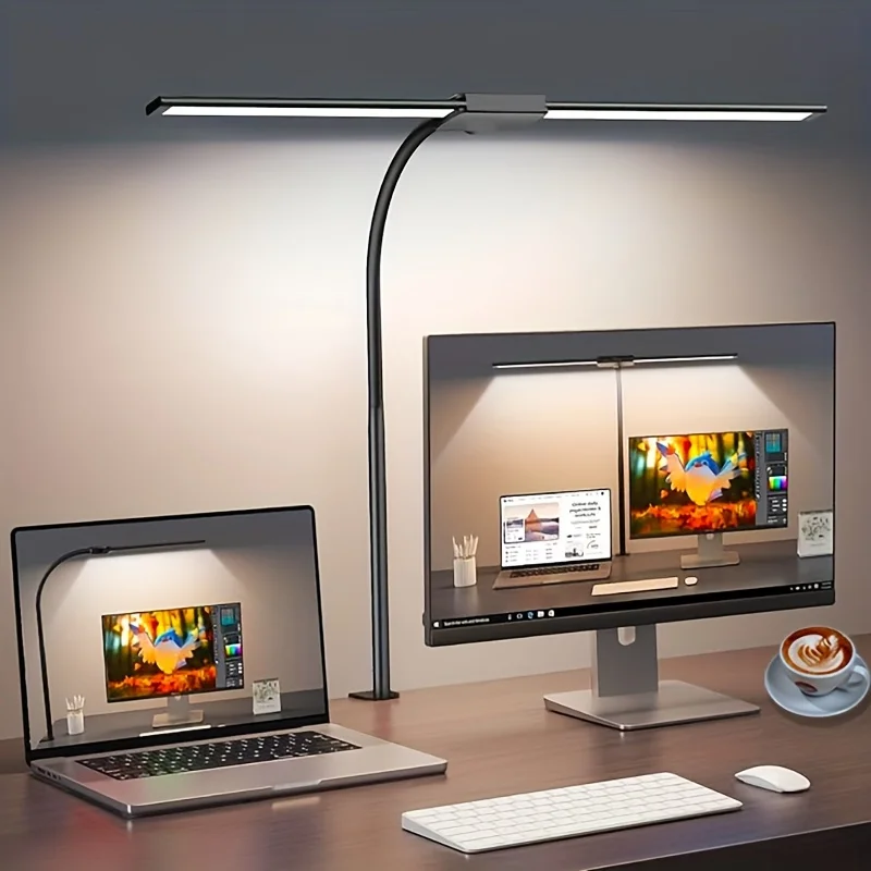 Multifunktionale Augenschutz-Schreibtischlampe mit flexiblem Schwanenhals, verstellbare Klemmleuchte, USB-betrieben für Beleuchtung beim Lernen, Lesen und Arbeiten