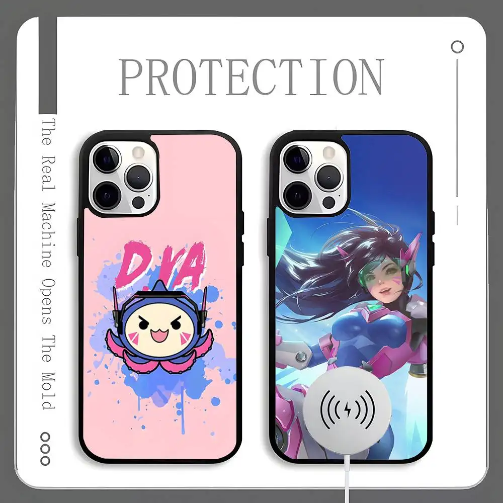 

O-Overwatch D Va Phone Case For Magnetic Wireless Charge Cover For iphone 16 15 14 13 12 11 Pro Max Plus Coque