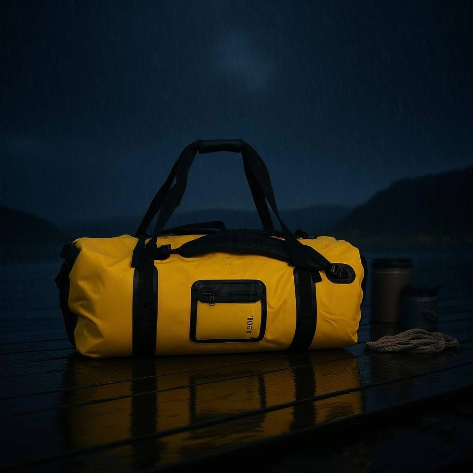 Waterproof Duffel Backpack 120L Roll-Roll-Top Waterproof Duffel Outdoor Gear Clear Front Pocket Heavy-Duty for Camping, Travel