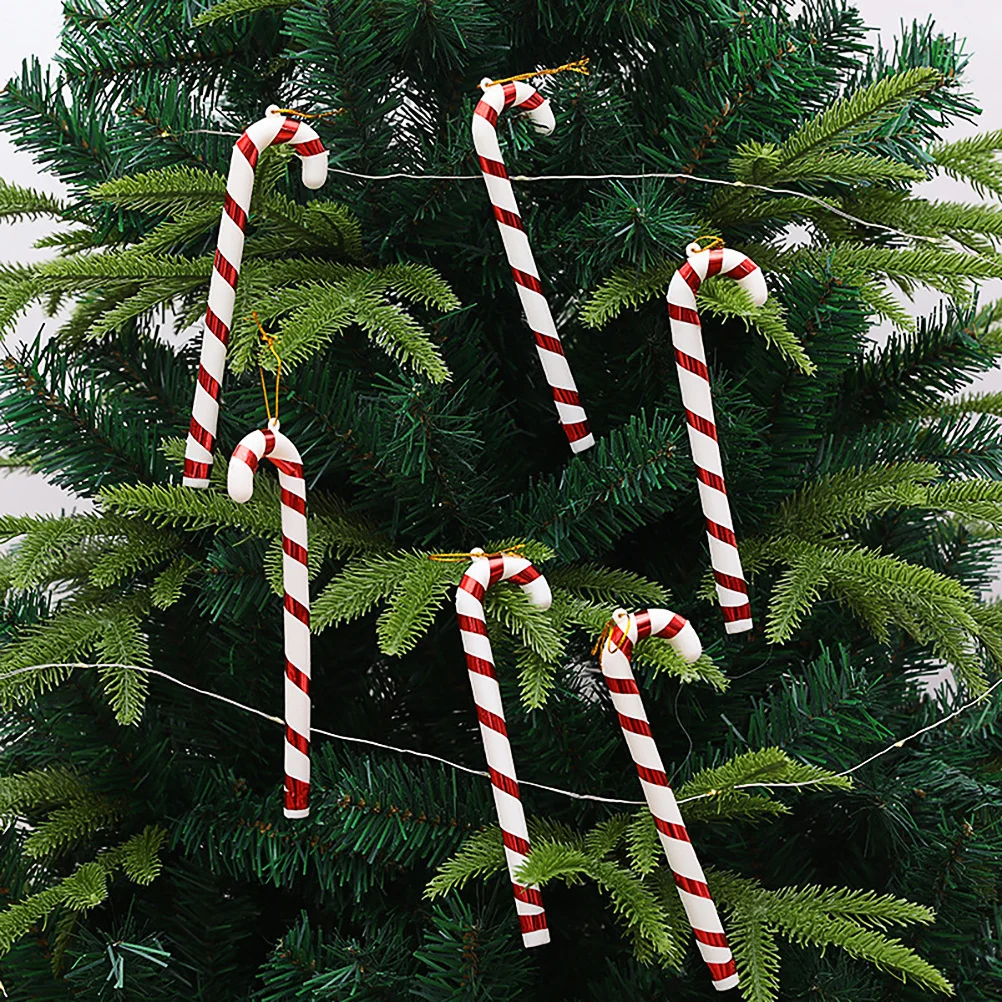 

1Set Candy Cane Christmas Tree Pendants Red White Exquisite Hanging Ornaments Creative Photo Props Festive Supplies