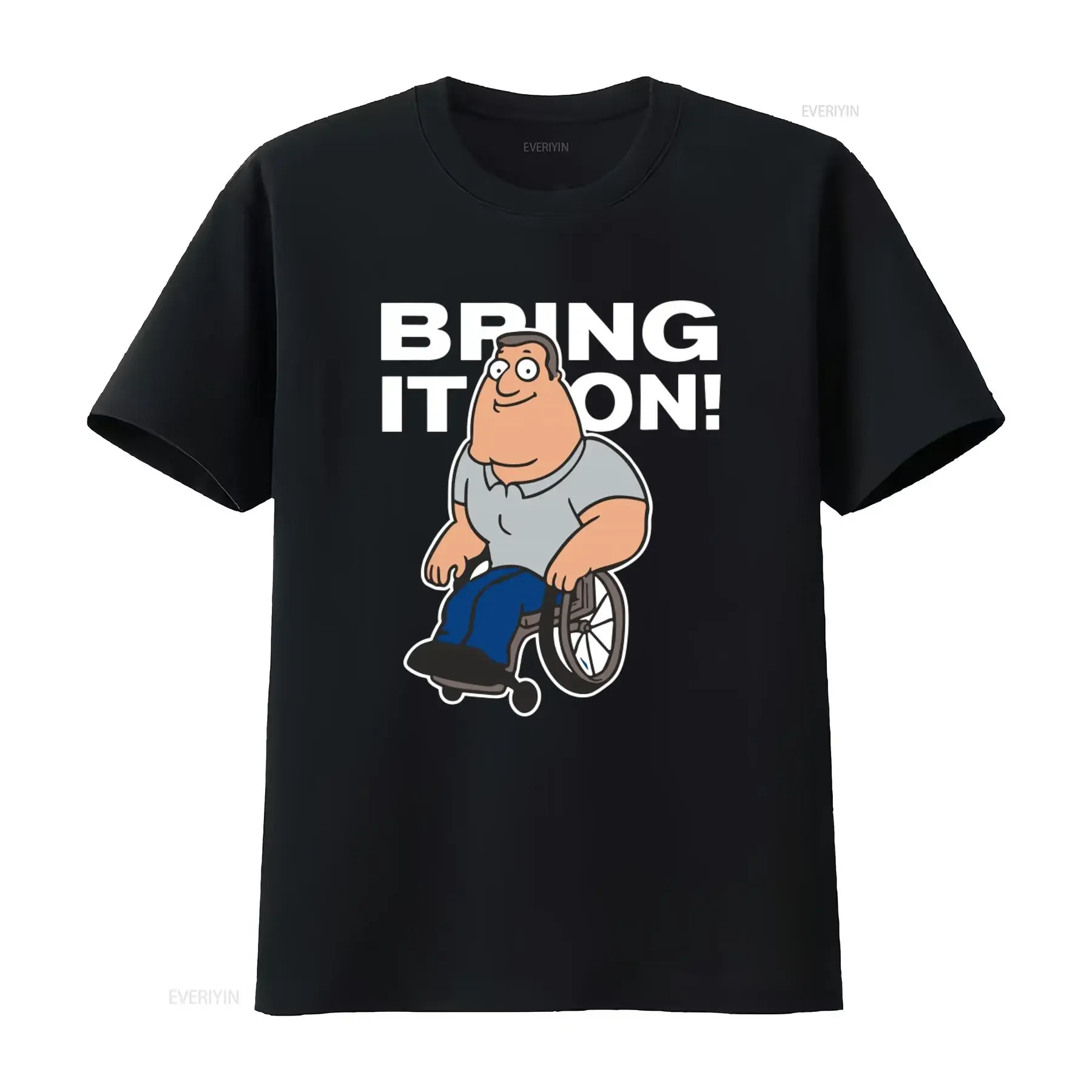 Mens JOE SWANSON Bring It On Cartoon Print T Shirt Stylish and Comfortable vintage Washed homme Versatile graphic Breathable