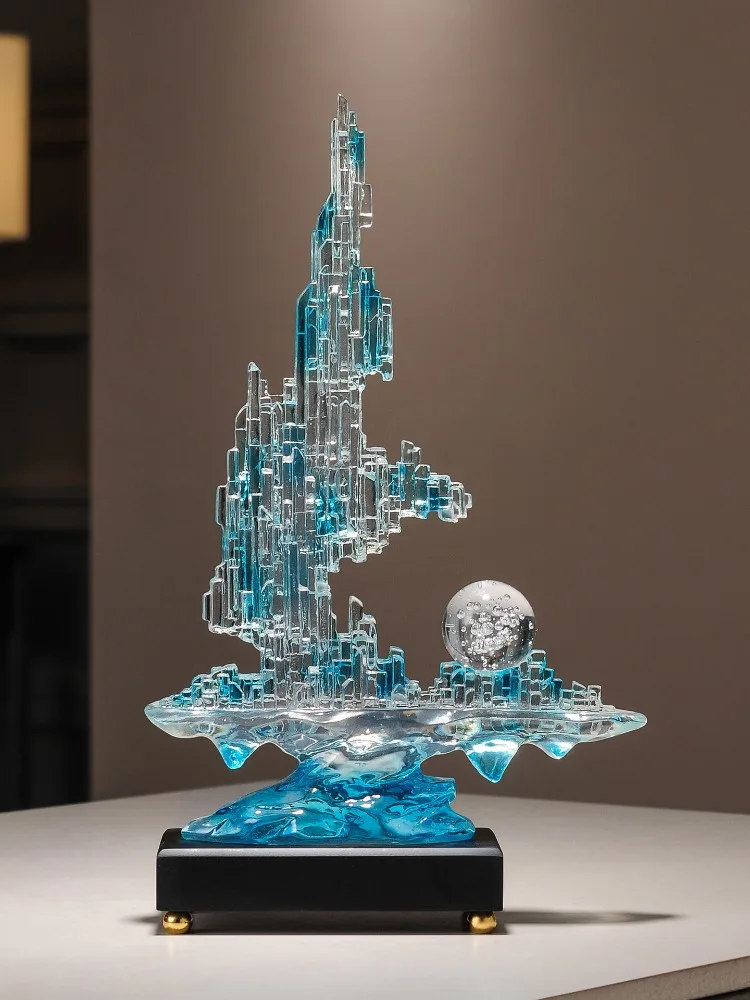 Home Decor Mountain Stream Rockery Art Decoration,Sculpture Living Room Entrance, TV, Wine Cabinet Statue Decorations Gift
