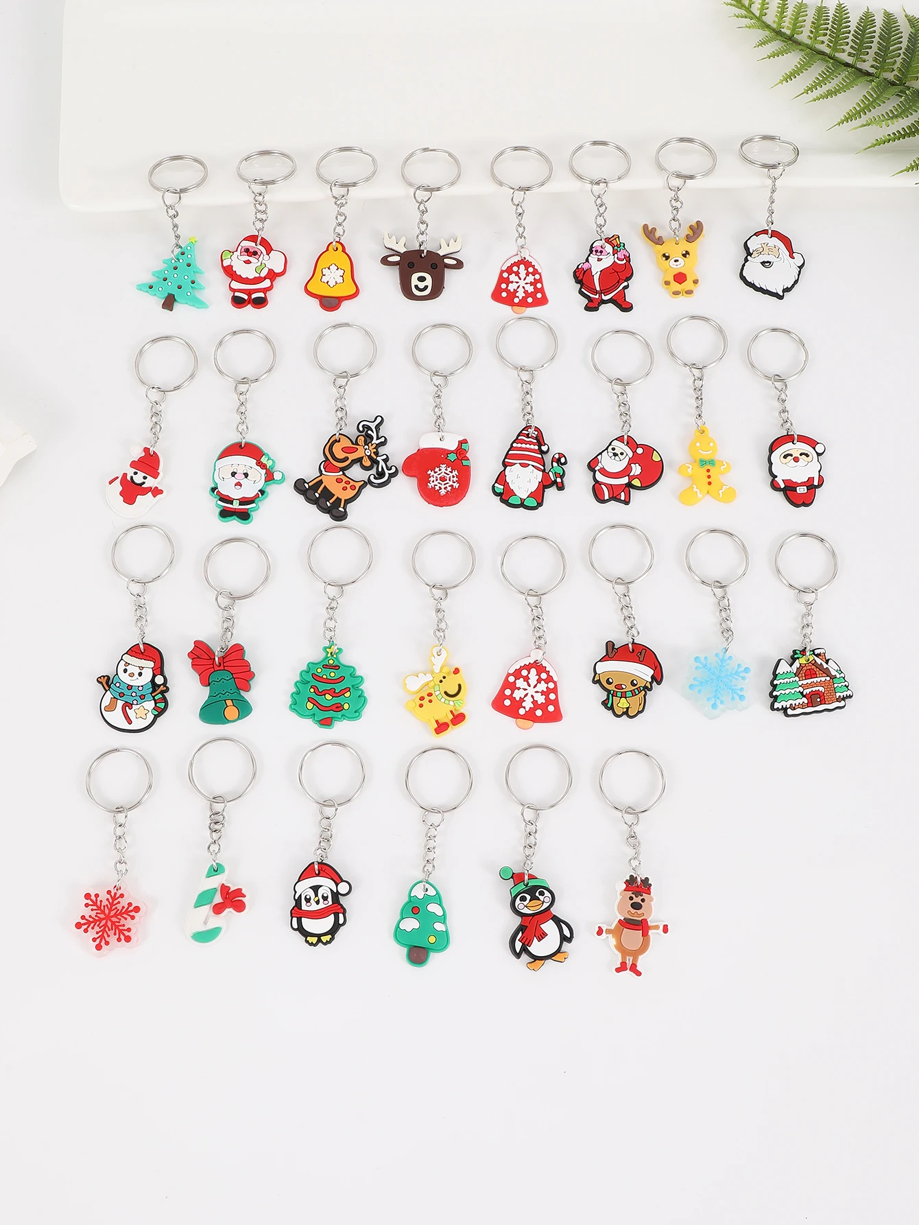 38pcs Cartoon PVC Christmas Keychain Key Ring for party gifts Christmas supplies back to school gifts