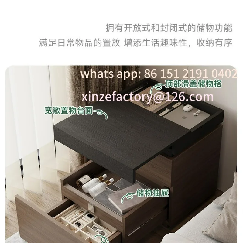 Customizable solid wood bedside cabinet multi-function hidden compartment bedside table hidden storage