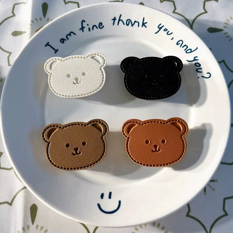 

Кожаная подставка-держатель для телефона в виде медведя, разноцветная, складная, с креплением на палец, аксессуар для iPhone 15 16 Xiaomi