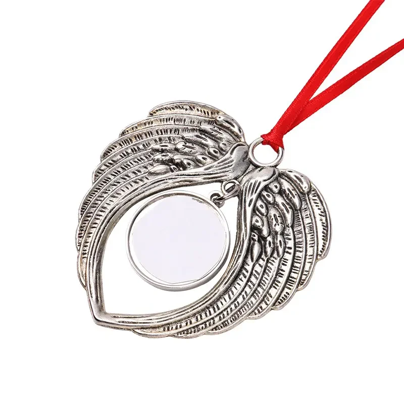 Heat Sublimation Blank Christmas Angel Wing Shape Ornament New Xmas Tree Decor Pendant for Transfer Diy Printing Logo Gift