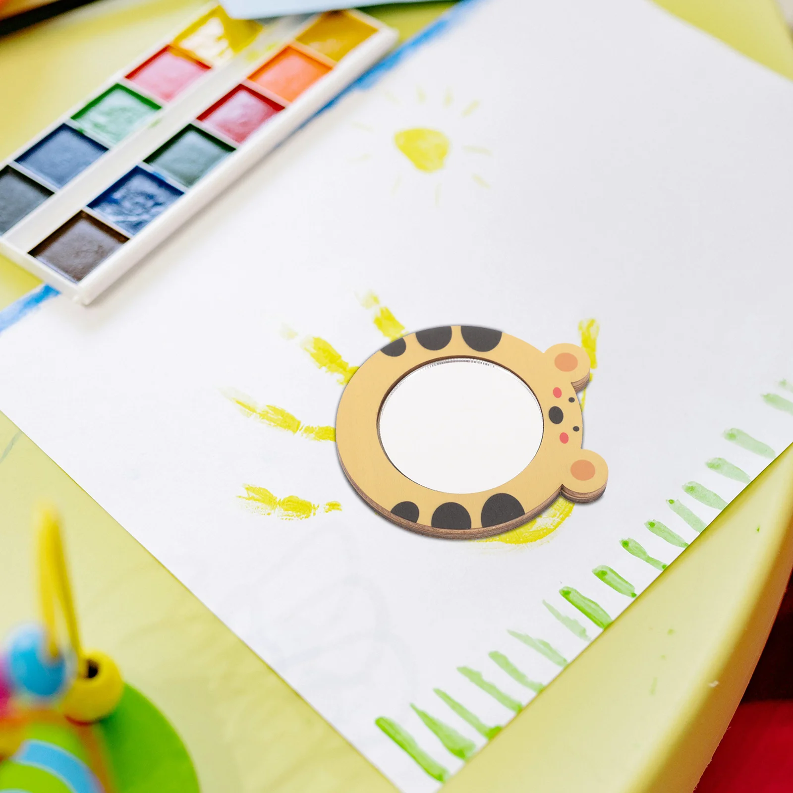 DIY 귀여운 나무 소형 손거울 어린이 유아 교육용 공예 초기 학습 창의적 선물 유치원 안전 거울