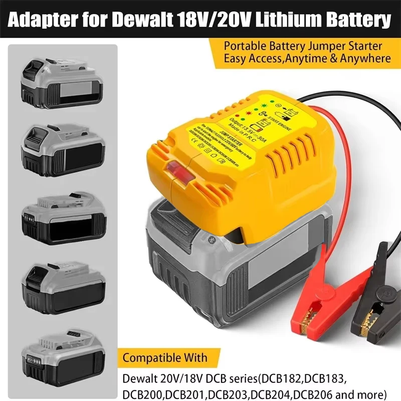 for DeWalt 18V 20V Battery Jumper Cables adapter Automotive Booster Cable Adapter for Jump Starting Dead or Weak Batteries