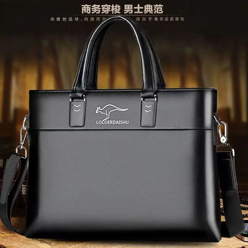 Business Leisure Men\'s Handbag Briefcase Single Shoulder Crossbody PU Leather Bag 33X26X4.5CM