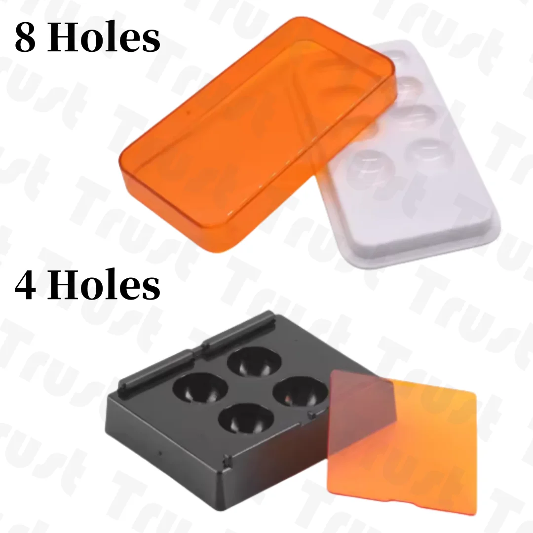 4/8 Holes Dental Shading Light Box Resin Dentist Material Storage Box Mix Composite Hood Case Protector Veneer Plate