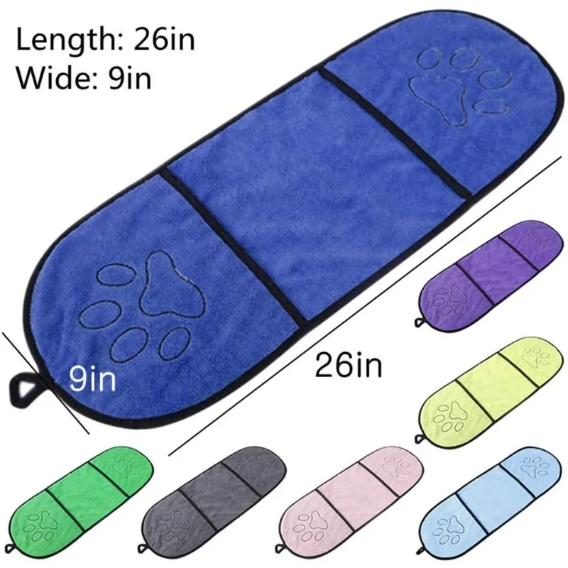

10pcs Quick Dry Dog Grooming Microfiber Pet Towel with Pocket ,Pet Cat Bathing Bathrobe