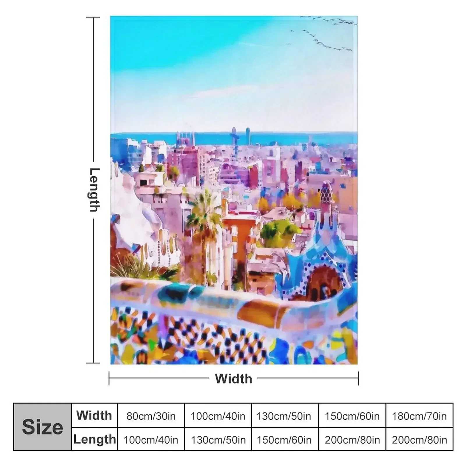 Park Guell Watercolor painting Throw Blanket Luxury Throw Loose Fashion Sofas Vintage Heavy Luxury St Blankets