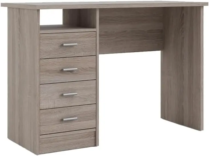 

Contemporary Engineered Wood Desk with 4 Drawers in Truffle Brown