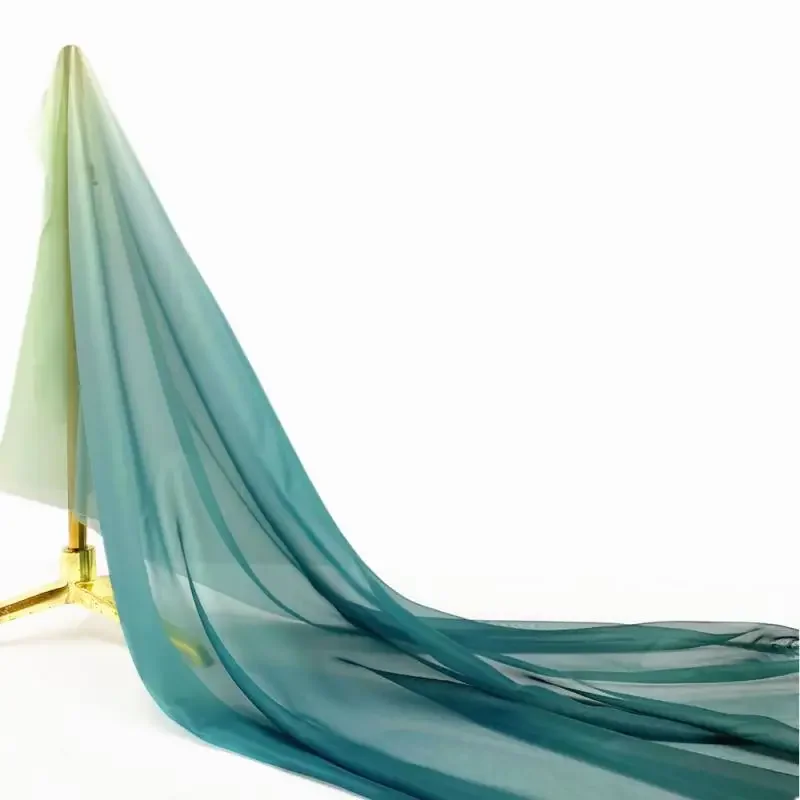 1x1.5m Gradient Color Chiffon Fabric for Sewing Dance Dress Hanfu Scarf Costumes DIY Sheer Tissue Shaded Color Stage Fabric