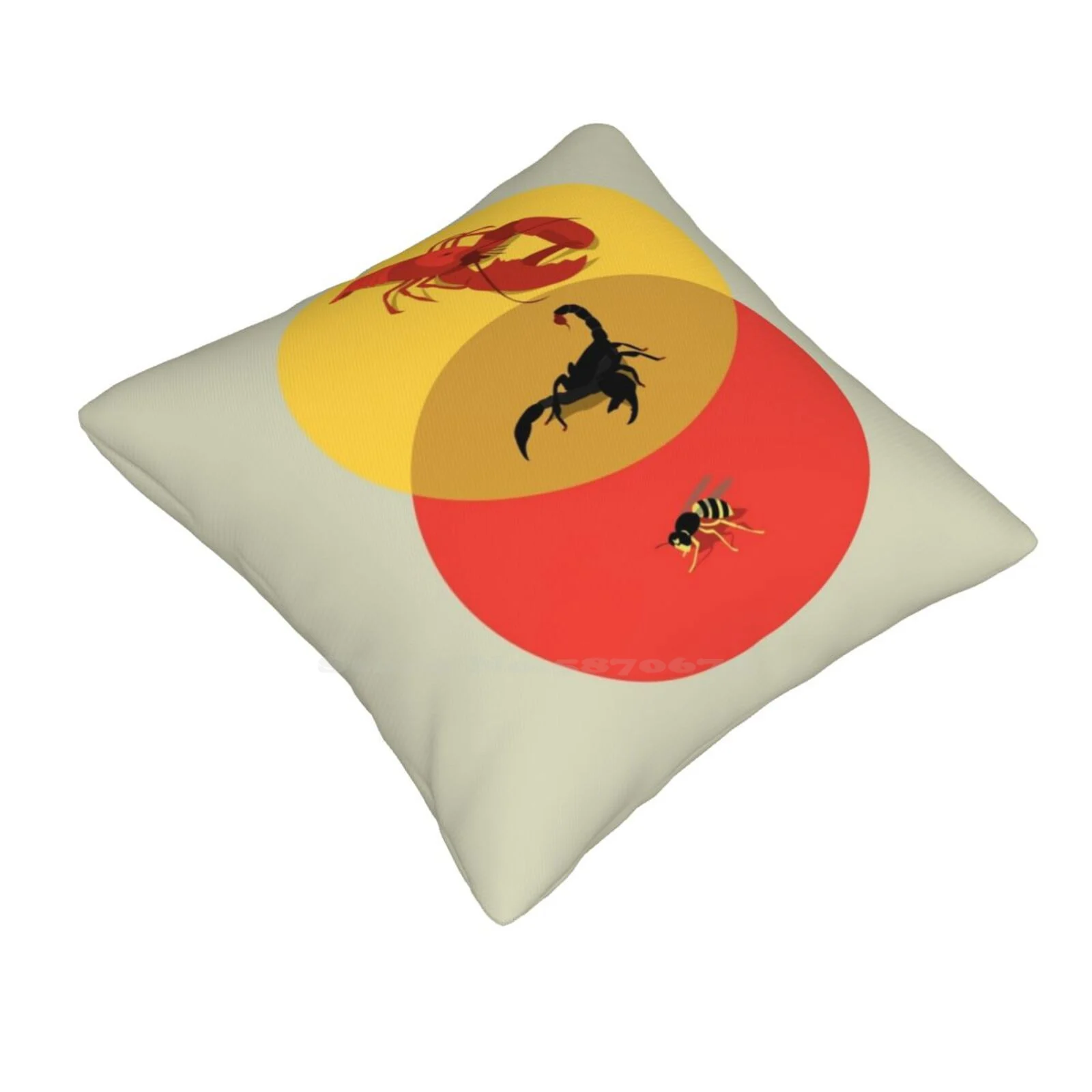 Pinchy And Stingy Funny Cute Decor Square Pillowcase Scorpion Lobster Venn Diagram