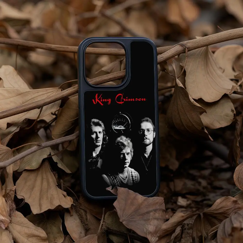 

K-King Crimson Band Phone Case For iPhone 17 16 15 14 13 12 Pro Max Plus Black Frame Acrylic Carbon Fiber Hard Shell